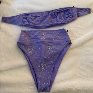 NWOT Beach Riot Kelsey Lavender Rhinestone Bikini Set